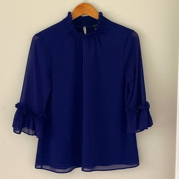 NWT Ann Taylor Factory Professional Career Top Purple Size Small Ruffles - Picture 1 of 8